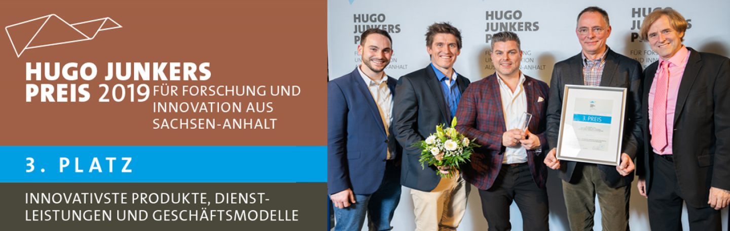 Das Schluckmesssystem RehaIngest ist mit einem dritten Platz beim Hugo-Junkers-Preis 2019 ausgezeichnet worden. Eine tolle Auszeichnung für die Arbeit des Teams. © IMG Sachsen-Anhalt/Joachim Blobel Hugo-Junkers-Preis 2019